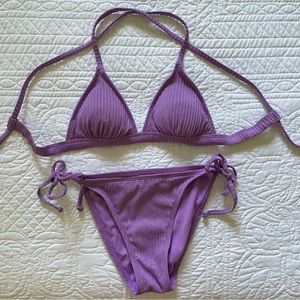 Metallic ribbed bikini